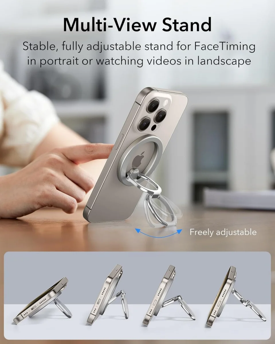 ESR HaloLock MagSafe Ring Houder Opvouwbare Standaard Titanium afbeelding 2