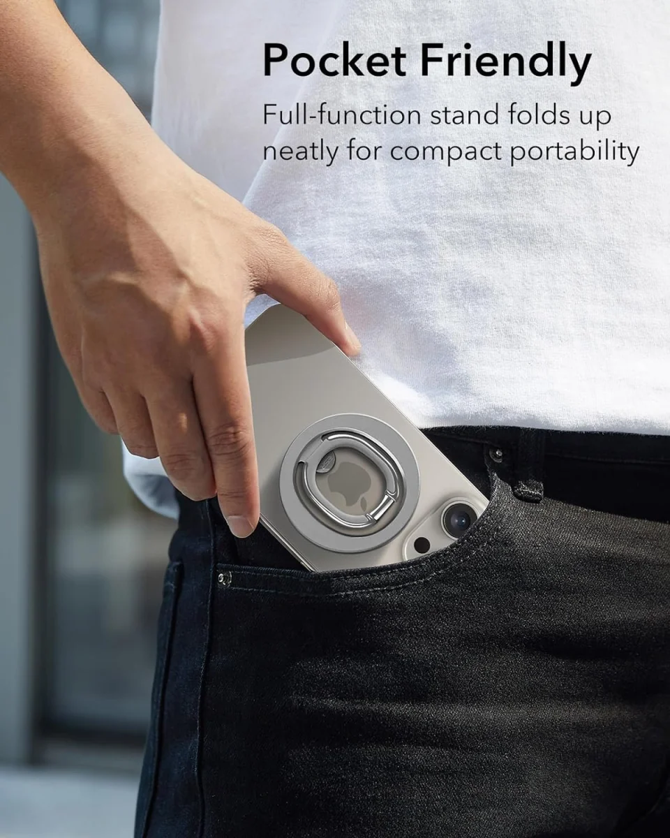 ESR HaloLock MagSafe Ring Houder Opvouwbare Standaard Titanium afbeelding 5
