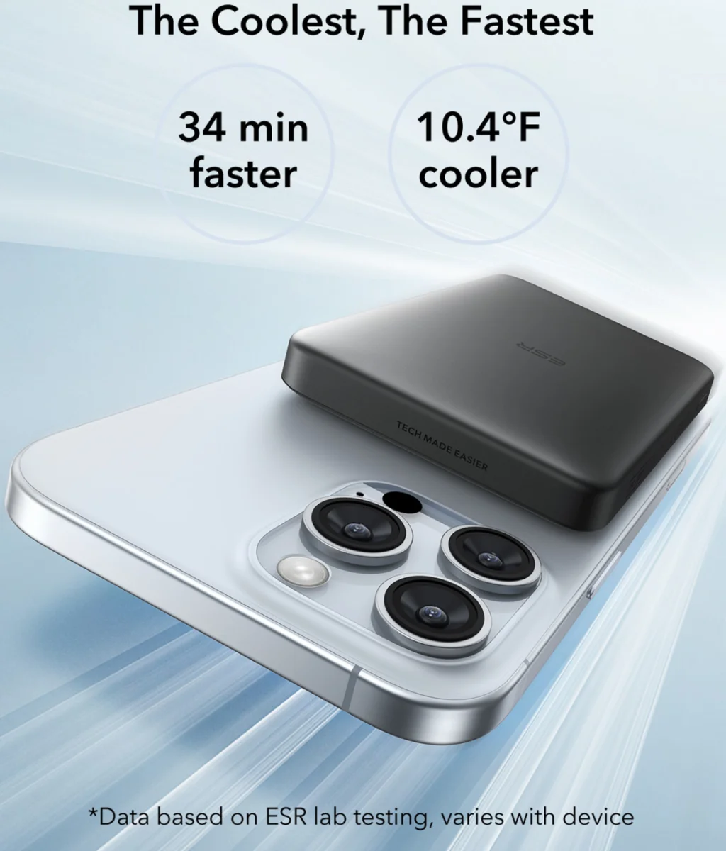 ESR MagSlim Qi2 MagSafe Powerbank 10.000 mAh met USB-C Poort Blauw afbeelding 4