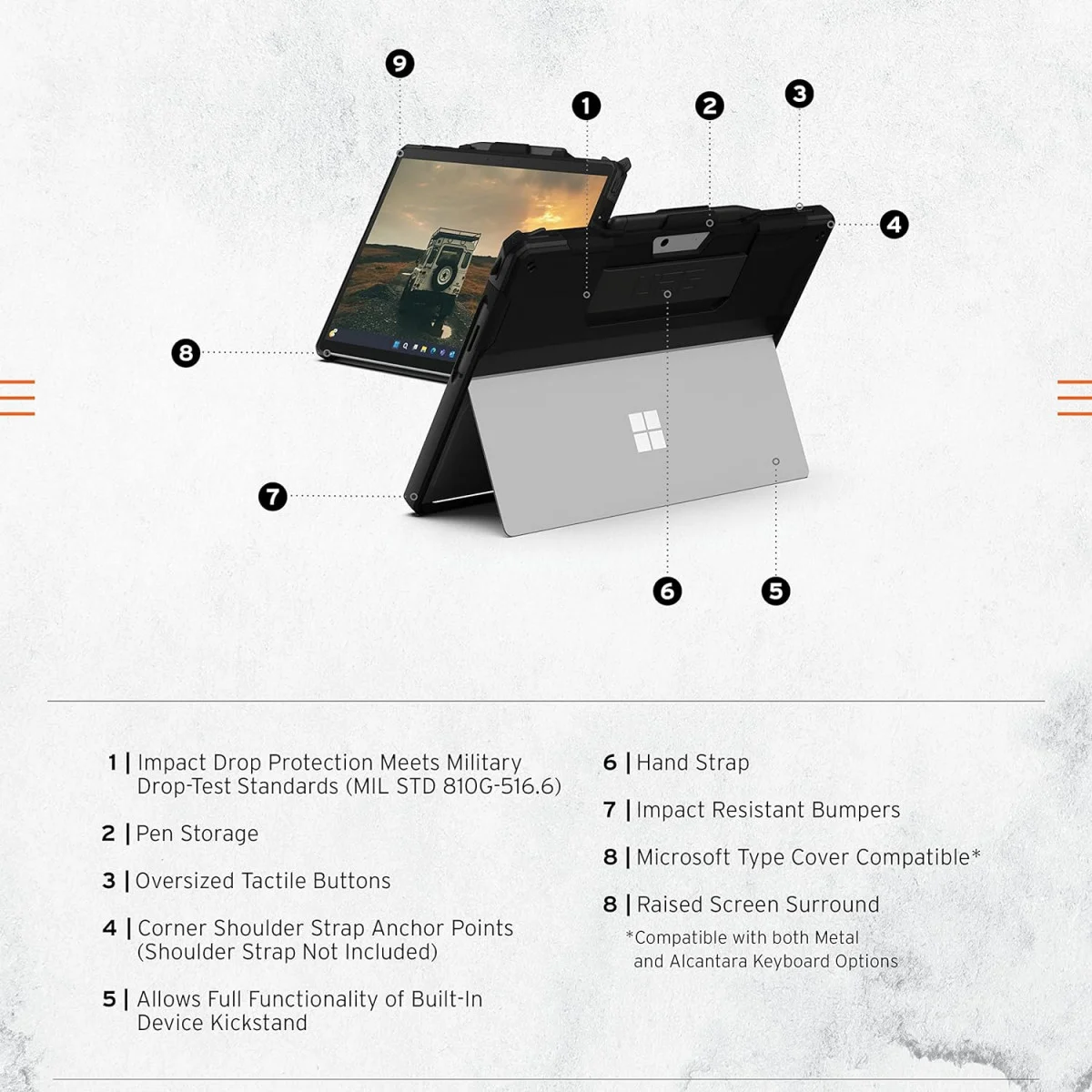 UAG Scout Microsoft Surface Pro 11 / Pro 10 / Pro 9 Hoes Back Cover Zwart afbeelding 3