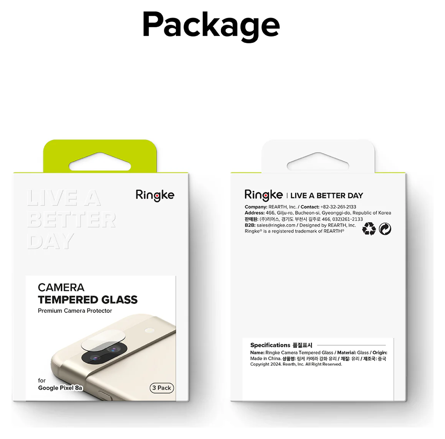 Ringke Google Pixel 8a Camera Protector Tempered Glass [3-Pack] afbeelding 10