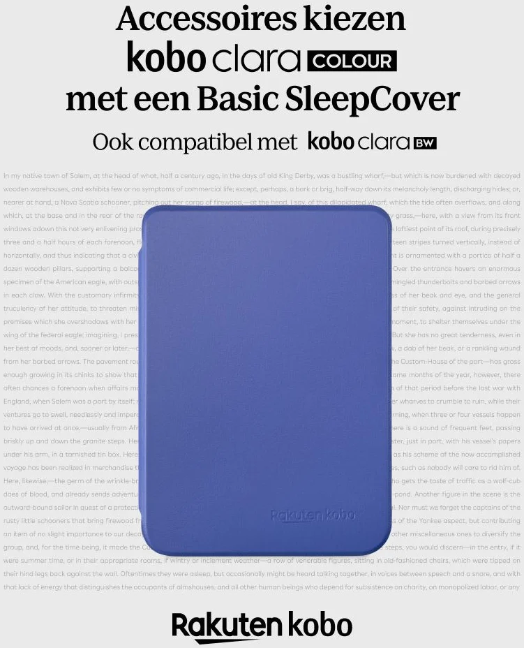 Origineel Kobo Clara Colour / BW Hoes Basic SleepCover Book Case Blauw afbeelding 5