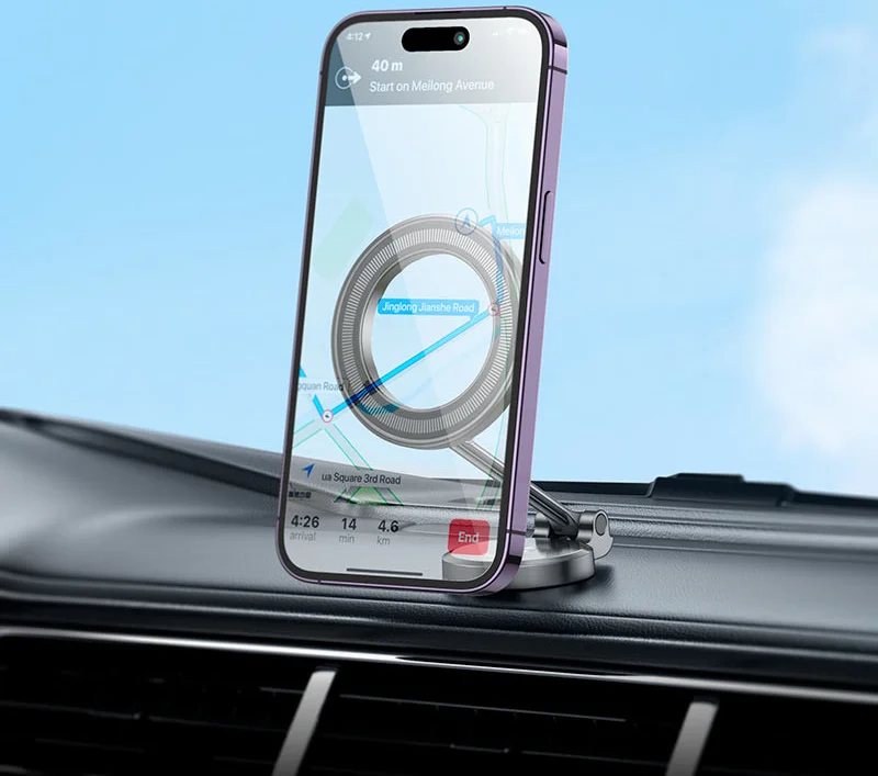 Hoco Dashboard Autohouder Telefoon met MagSafe Ring Aluminium Grijs afbeelding 3