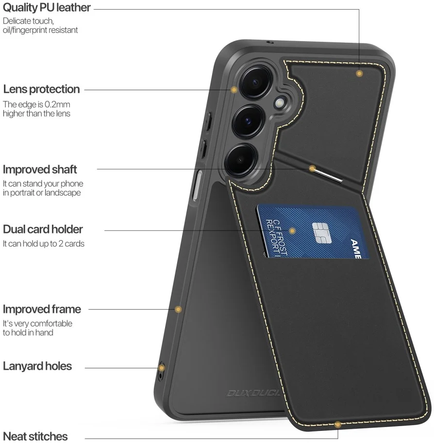 Dux Ducis Rafi II Samsung Galaxy A15 Hoesje Pasjes Houder met Flip Zwart afbeelding 12
