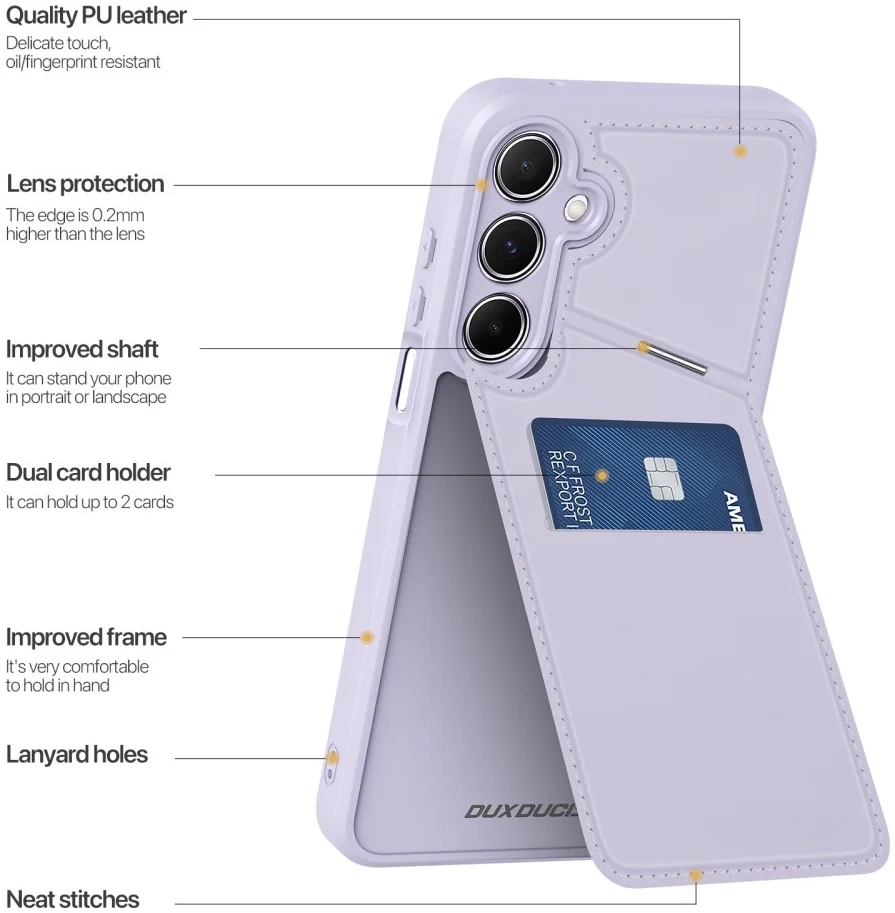 Dux Ducis Rafi II Samsung Galaxy A15 Hoesje Pasjes Houder met Flip Paars afbeelding 11