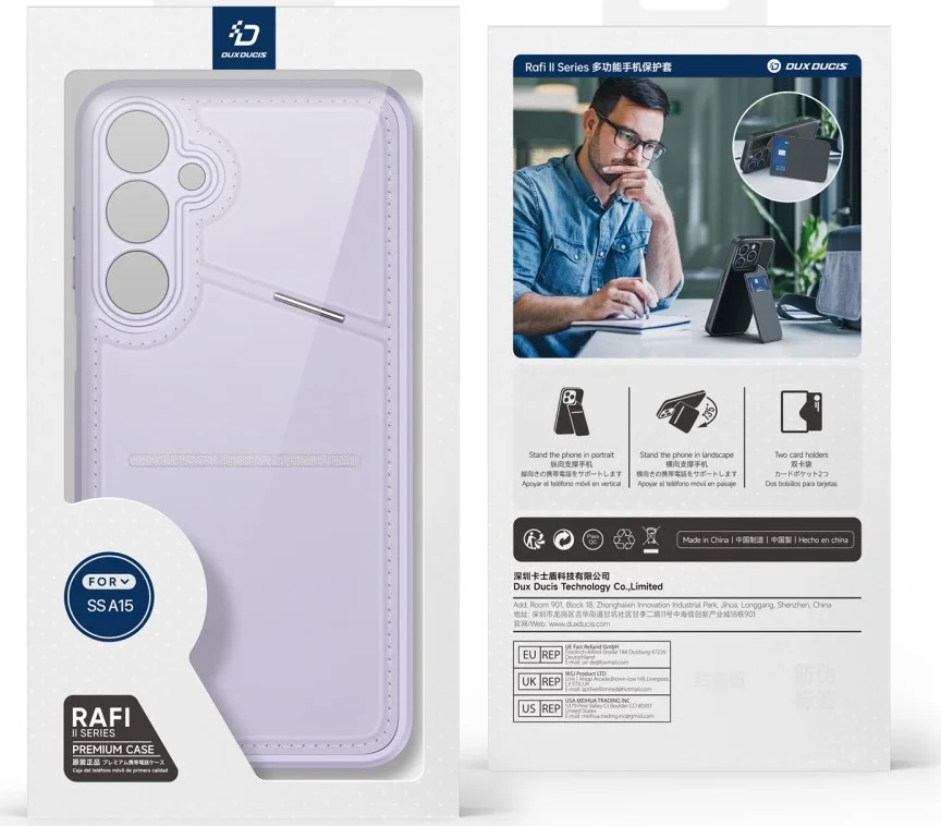 Dux Ducis Rafi II Samsung Galaxy A15 Hoesje Pasjes Houder met Flip Paars afbeelding 16