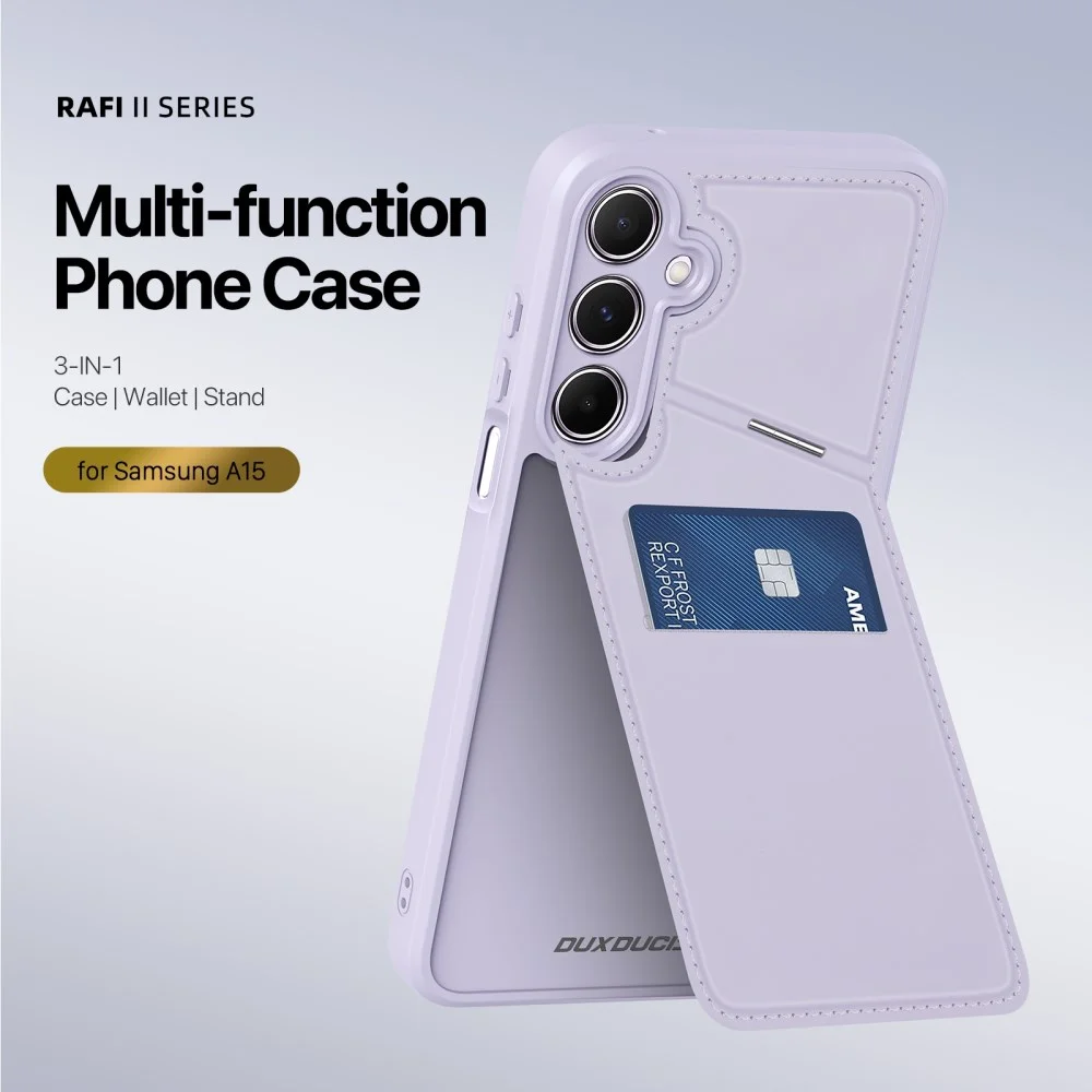 Dux Ducis Rafi II Samsung Galaxy A15 Hoesje Pasjes Houder met Flip Paars afbeelding 2