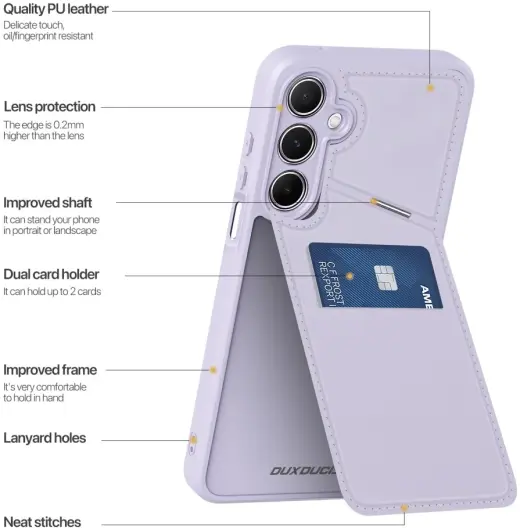 Dux Ducis Rafi II Samsung Galaxy A15 Hoesje Pasjes Houder met Flip Paars afbeelding 11