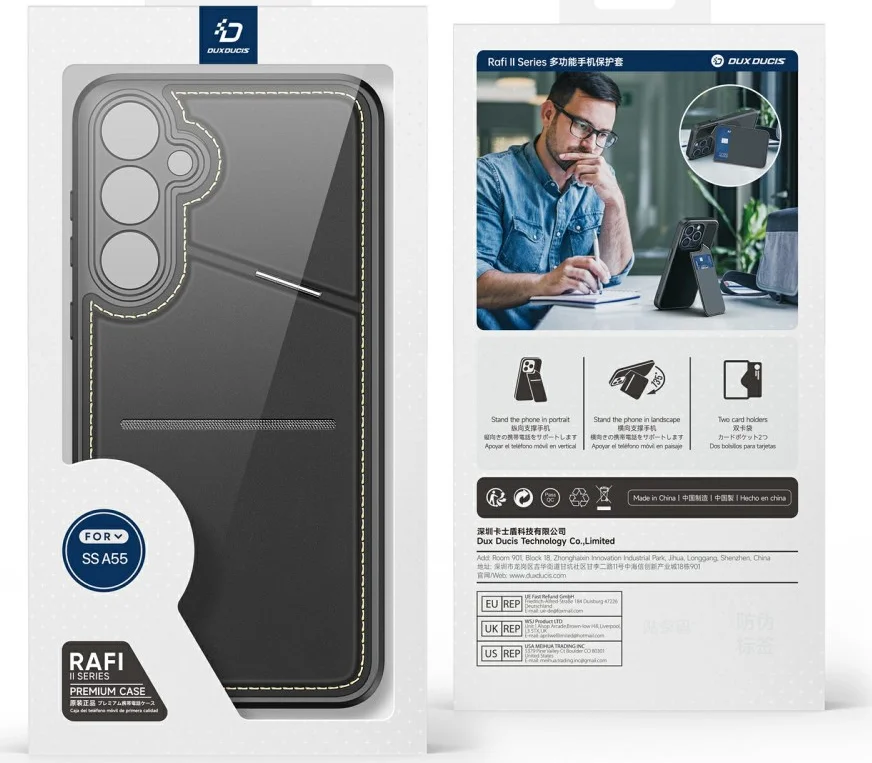 Dux Ducis Rafi II Samsung Galaxy A55 Hoesje Pasjes Houder met Flip Zwart afbeelding 14