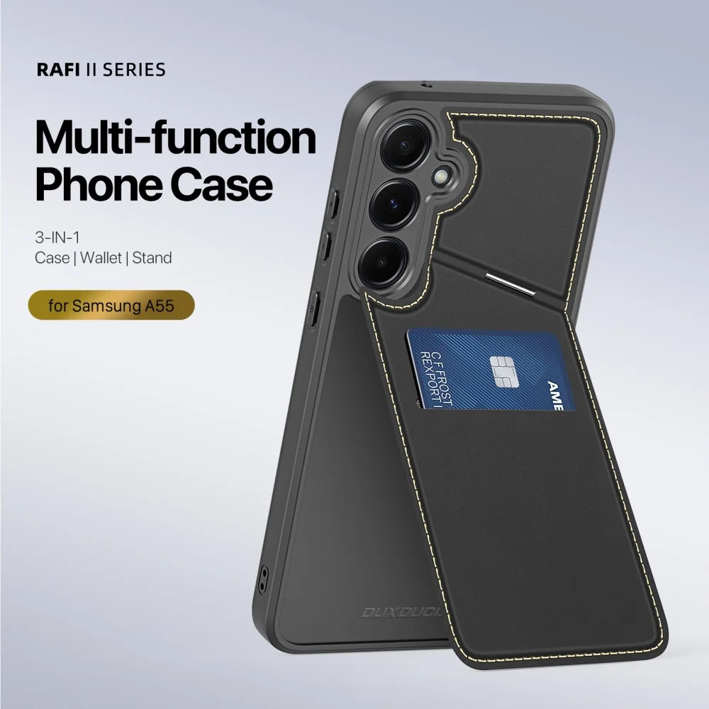 Dux Ducis Rafi II Samsung Galaxy A55 Hoesje Pasjes Houder met Flip Zwart afbeelding 2