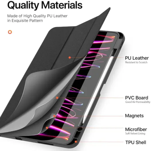 Dux Ducis Domo Apple iPad Pro 13 (2024) Hoes Tri-Fold Book Case Zwart afbeelding 11