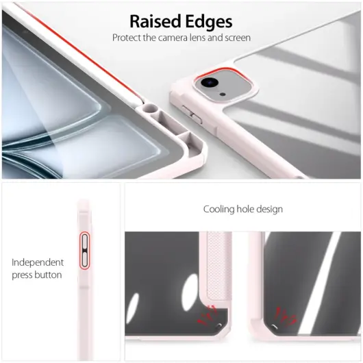 Dux Ducis Toby Apple iPad Air 13 (24/25) Hoes Tri-Fold Book Case Roze afbeelding 6