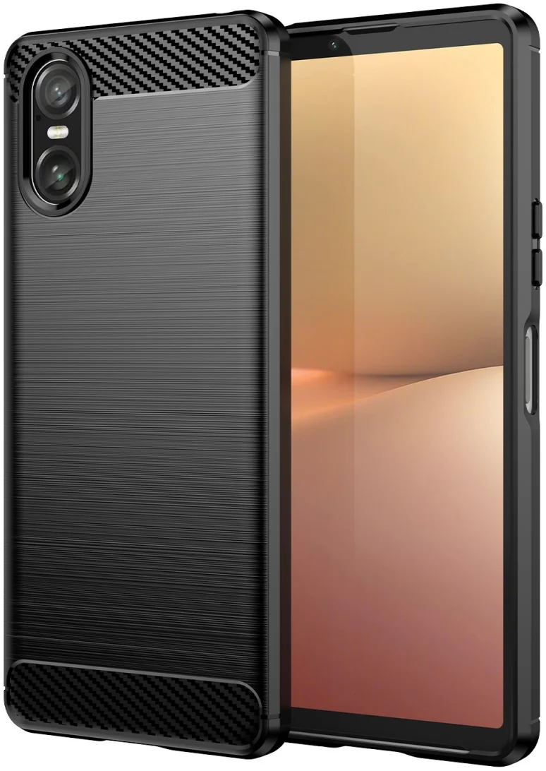 Sony Xperia 10 VI Hoesje Geborsteld TPU Flexibele Back Cover Zwart afbeelding 1