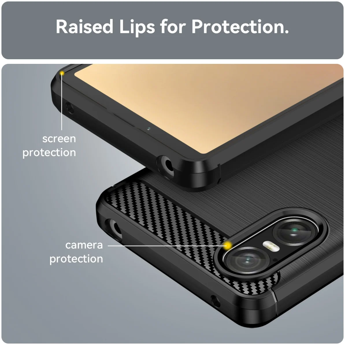 Sony Xperia 10 VI Hoesje Geborsteld TPU Flexibele Back Cover Zwart afbeelding 2