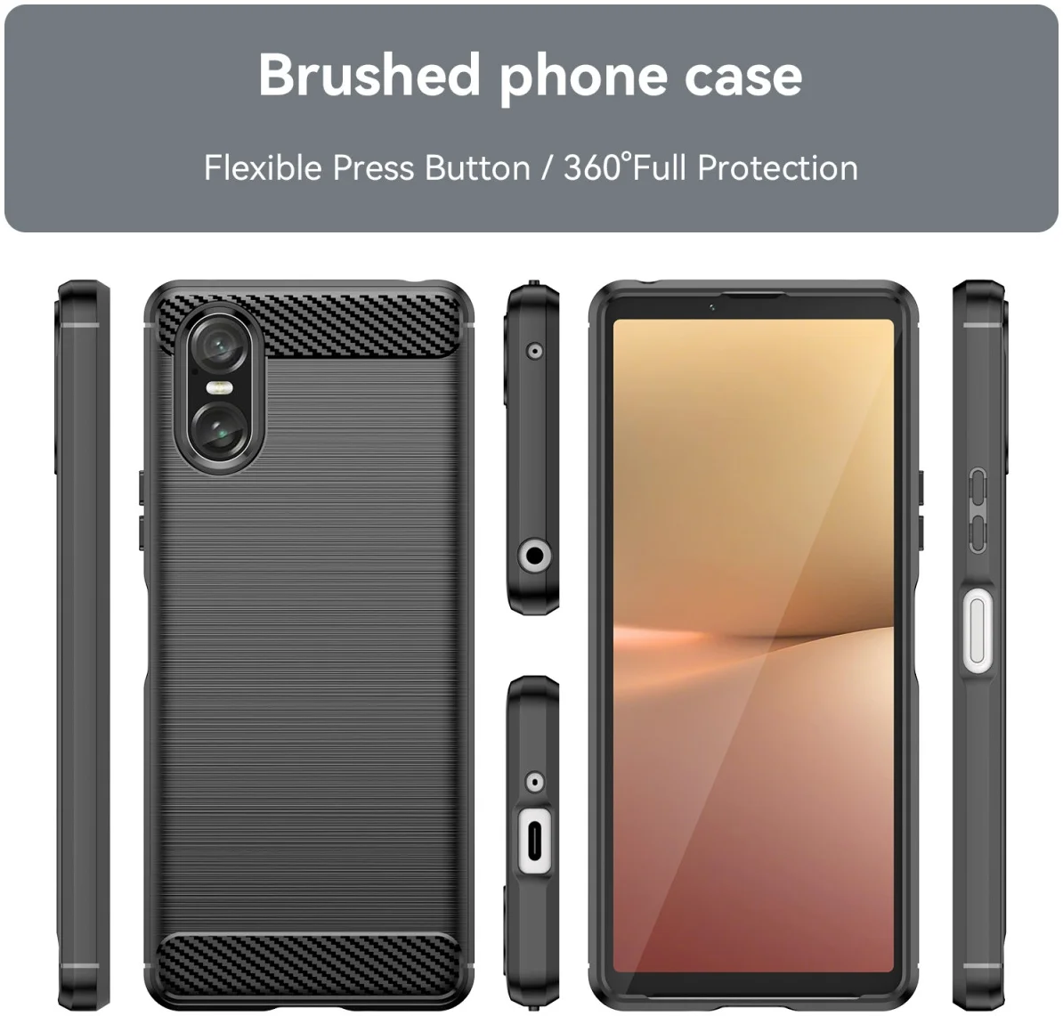 Sony Xperia 10 VI Hoesje Geborsteld TPU Flexibele Back Cover Zwart afbeelding 7