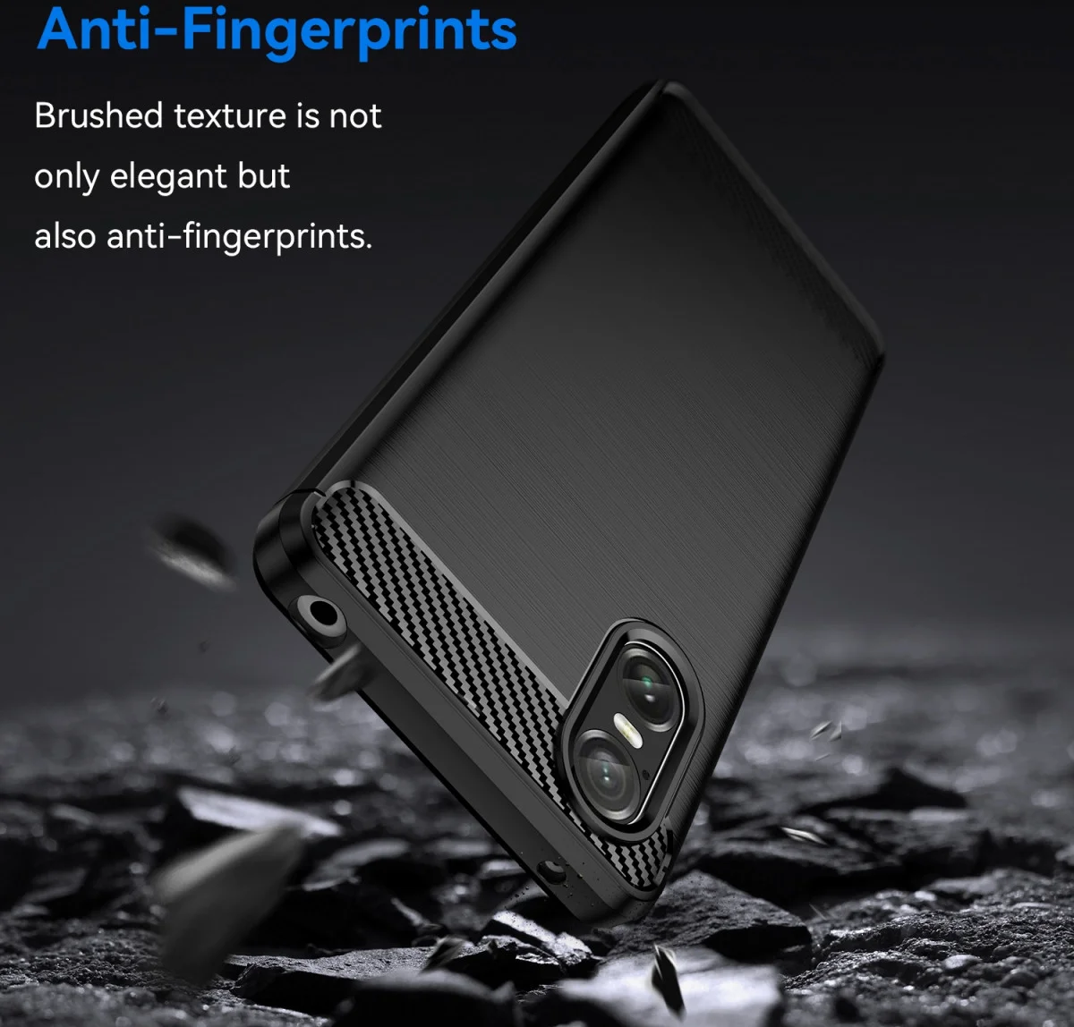 Sony Xperia 10 VI Hoesje Geborsteld TPU Flexibele Back Cover Zwart afbeelding 8