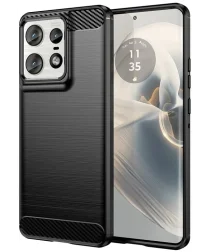 Motorola Edge 50 Pro Hoesje Geborsteld TPU Flexibele Back Cover Zwart