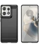 Motorola Edge 50 Pro Hoesje Geborsteld TPU Flexibele Back Cover Zwart