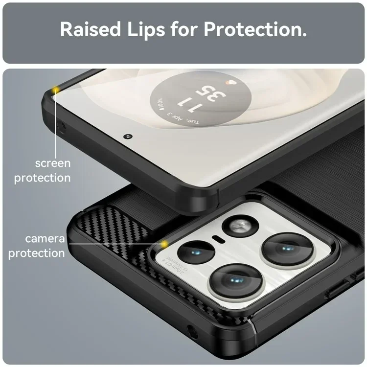 Motorola Edge 50 Pro Hoesje Geborsteld TPU Flexibele Back Cover Zwart afbeelding 4
