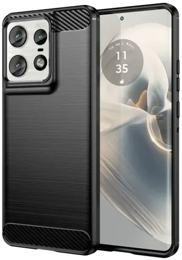 Motorola Edge 50 Pro Hoesje Geborsteld TPU Flexibele Back Cover Zwart afbeelding 1