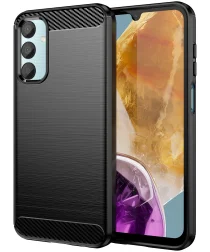 Samsung Galaxy M15 Hoesje Geborsteld TPU Flexibele Back Cover Zwart