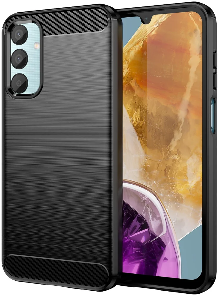 Samsung Galaxy M15 Hoesje Geborsteld TPU Flexibele Back Cover Zwart afbeelding 1