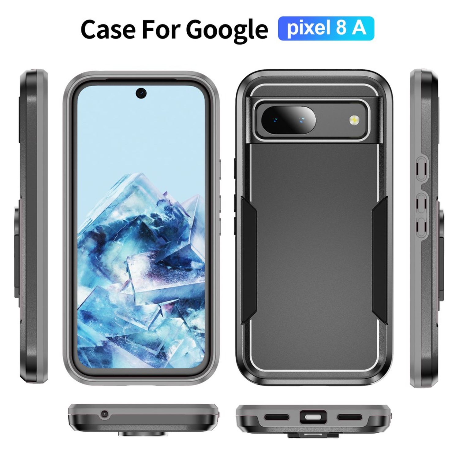 Google Pixel 8a Hoesje Schokbestendige Hardcase Back Cover Zwart afbeelding 10