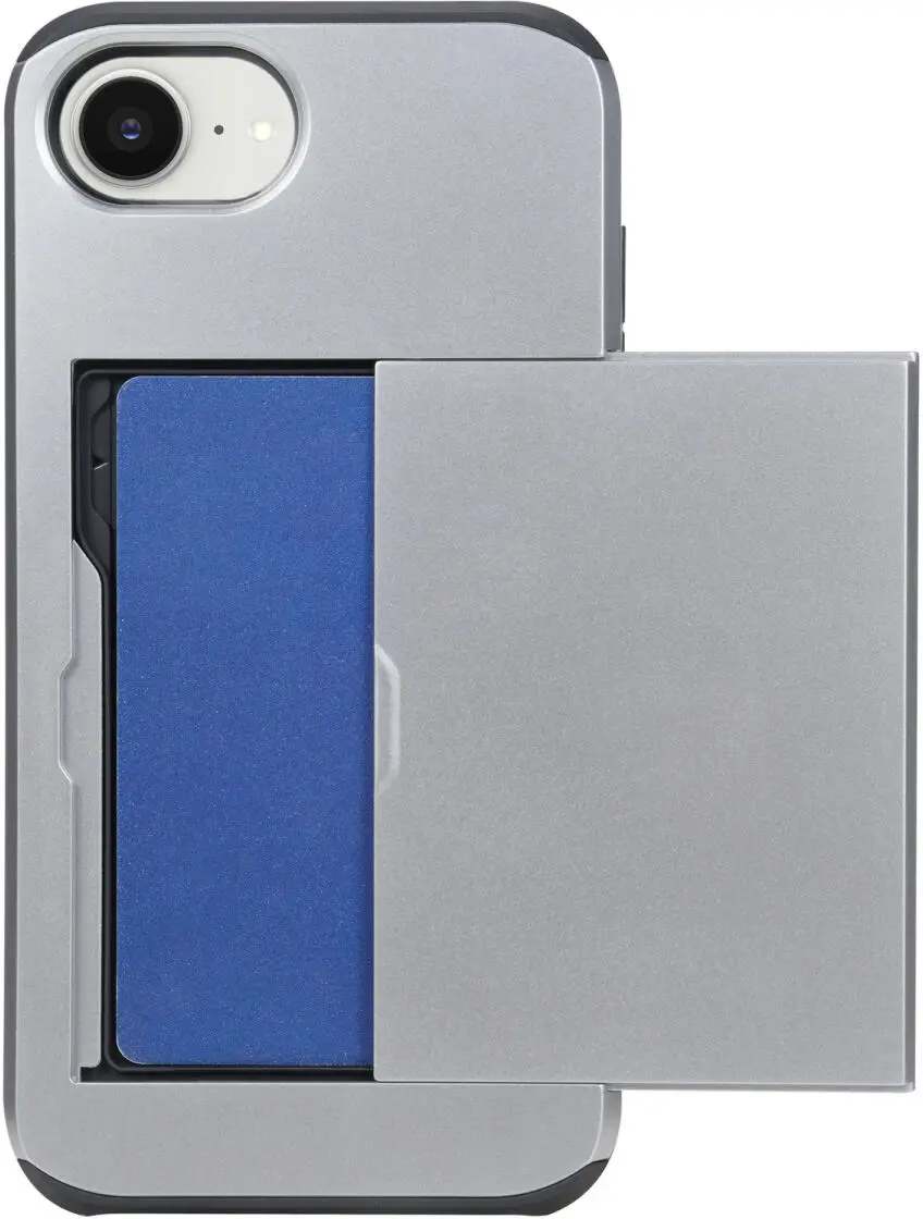 Apple iPhone 16e Hoesje met Slider Kaarthouder Back Cover Grijs afbeelding 8