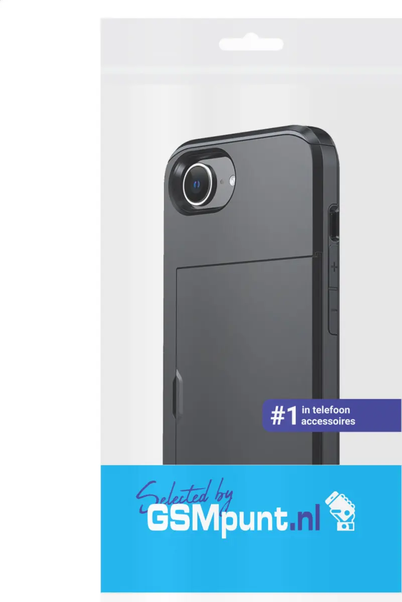 Apple iPhone 16e Hoesje met Slider Kaarthouder Back Cover Grijs afbeelding 14