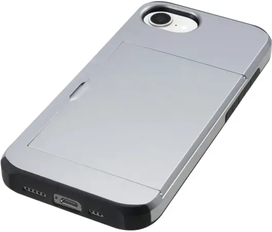 Apple iPhone 16e Hoesje met Slider Kaarthouder Back Cover Grijs afbeelding 13