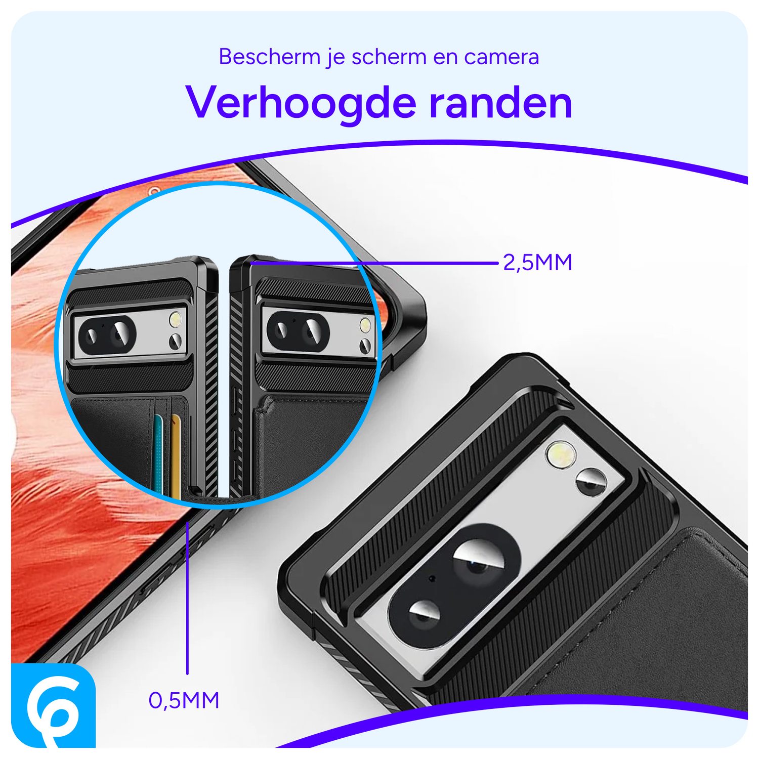 Google Pixel 8a 3 in 1 Back Cover Portemonnee Hoesje Zwart afbeelding 2