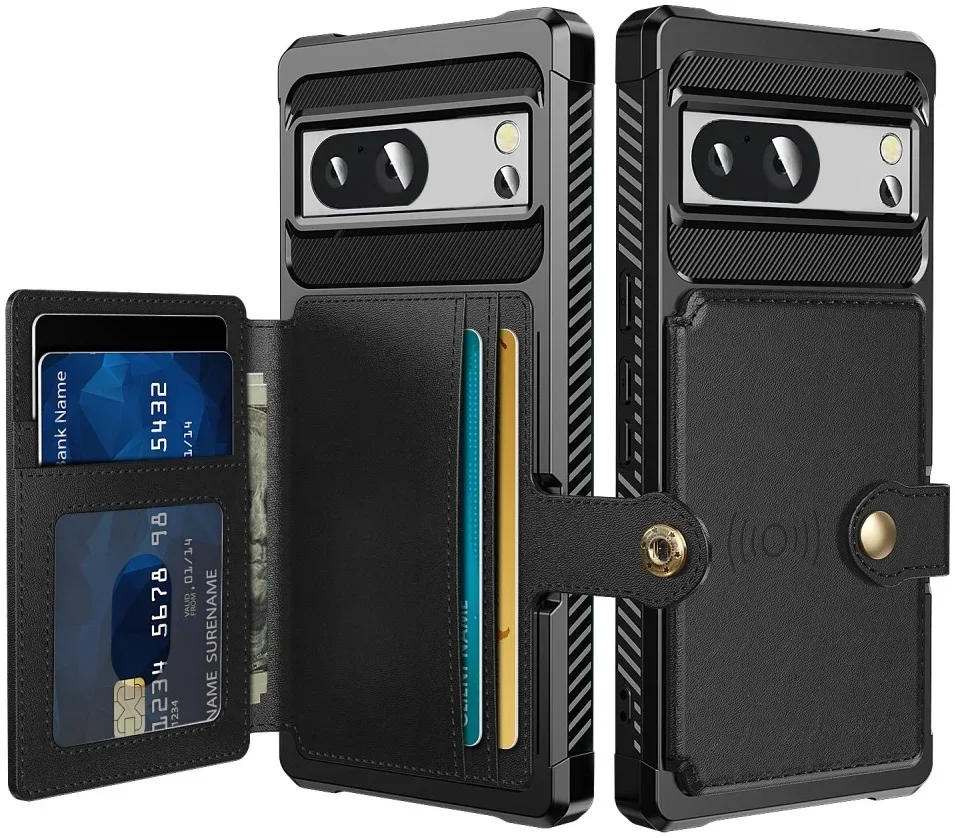 Google Pixel 9 / 9 Pro 3 in 1 Back Cover Portemonnee Hoesje Zwart afbeelding 1
