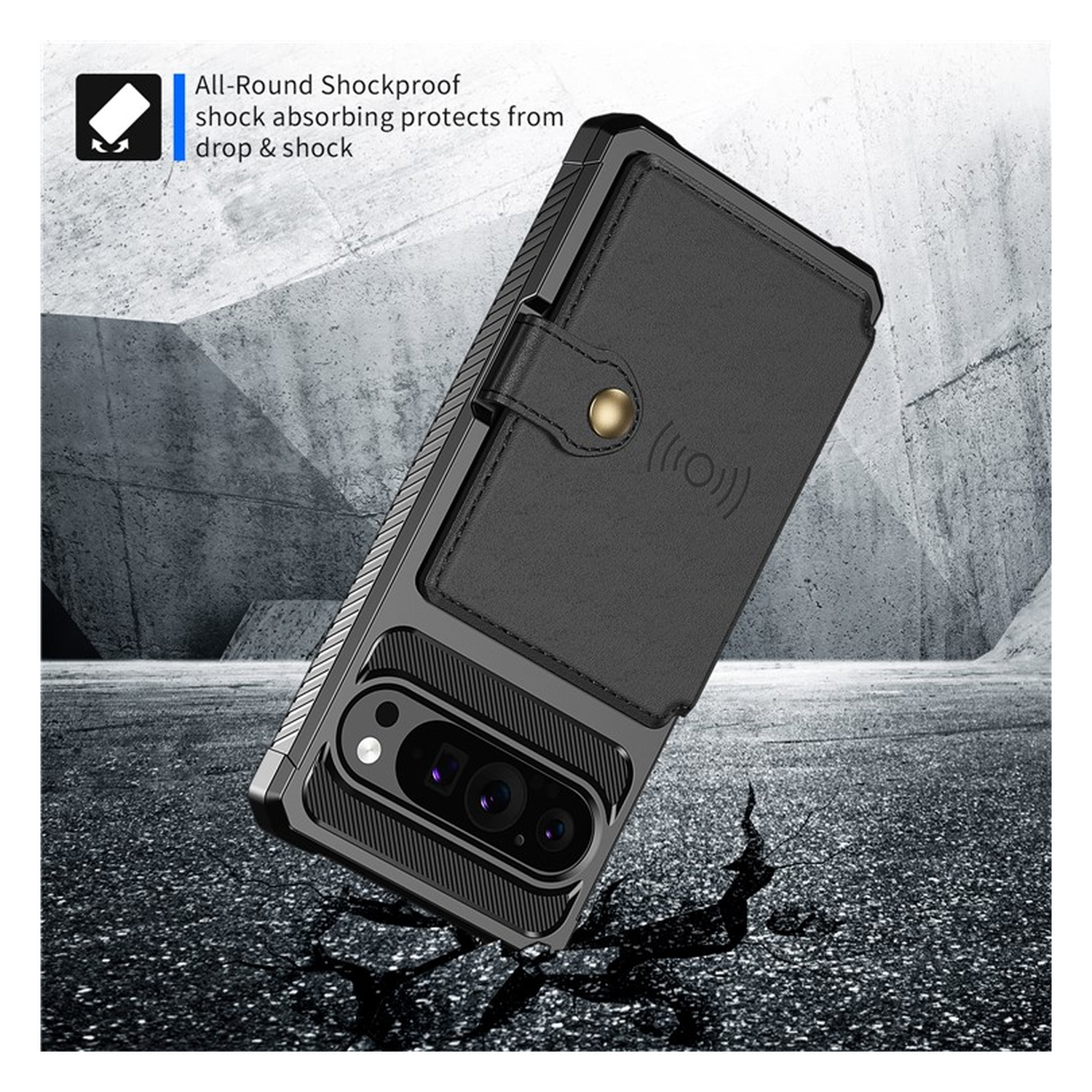 Google Pixel 9 / 9 Pro 3 in 1 Back Cover Portemonnee Hoesje Zwart afbeelding 4