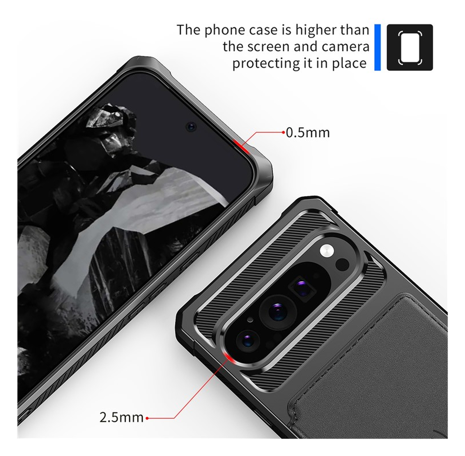 Google Pixel 9 / 9 Pro 3 in 1 Back Cover Portemonnee Hoesje Zwart afbeelding 6
