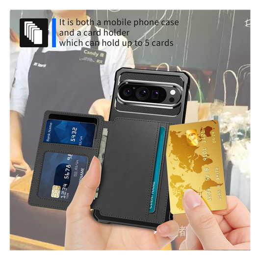 Google Pixel 9 / 9 Pro 3 in 1 Back Cover Portemonnee Hoesje Zwart afbeelding 5