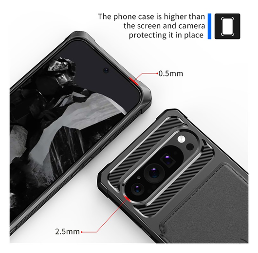 Google Pixel 9 / 9 Pro 3 in 1 Back Cover Portemonnee Hoesje Zwart afbeelding 6