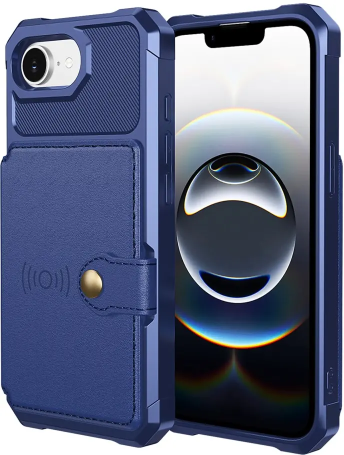 Apple iPhone 16e 3 in 1 Back Cover Portemonnee Hoesje Blauw afbeelding 2