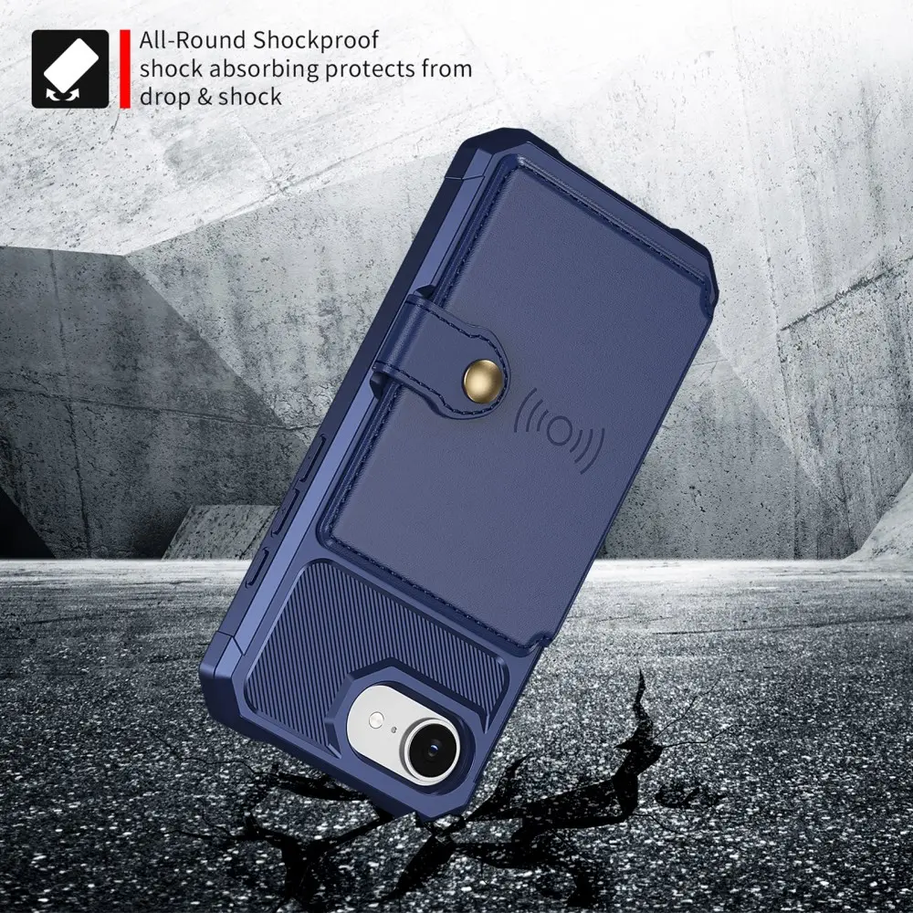 Apple iPhone 16e 3 in 1 Back Cover Portemonnee Hoesje Blauw afbeelding 4