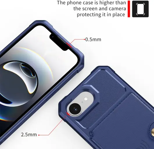 Apple iPhone 16e 3 in 1 Back Cover Portemonnee Hoesje Blauw afbeelding 6