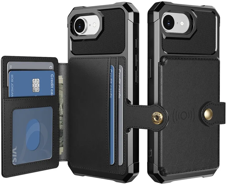 Apple iPhone 16e 3 in 1 Back Cover Portemonnee Hoesje Zwart afbeelding 1