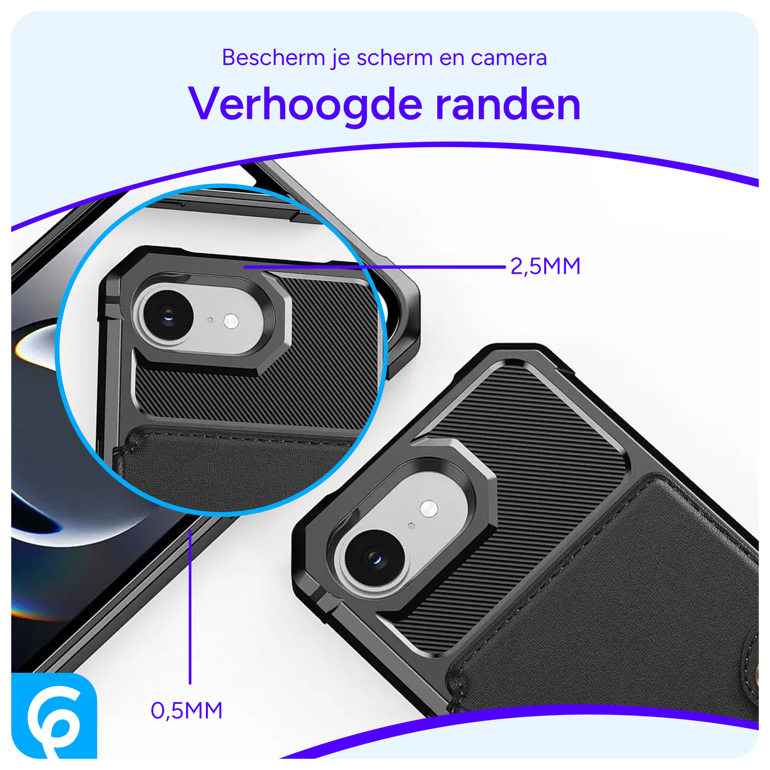 Apple iPhone 16e 3 in 1 Back Cover Portemonnee Hoesje Zwart afbeelding 5