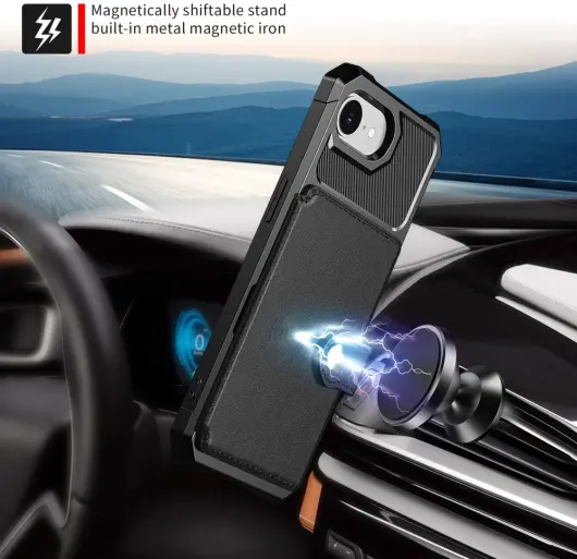 Apple iPhone 16e 3 in 1 Back Cover Portemonnee Hoesje Zwart afbeelding 3