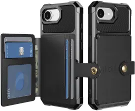 Apple iPhone 16e 3 in 1 Back Cover Portemonnee Hoesje Zwart