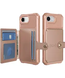 Apple iPhone 16e 3 in 1 Back Cover Portemonnee Hoesje Roze afbeelding