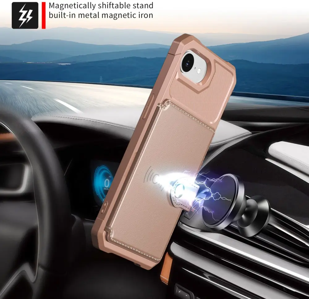 Apple iPhone 16e 3 in 1 Back Cover Portemonnee Hoesje Roze afbeelding 3