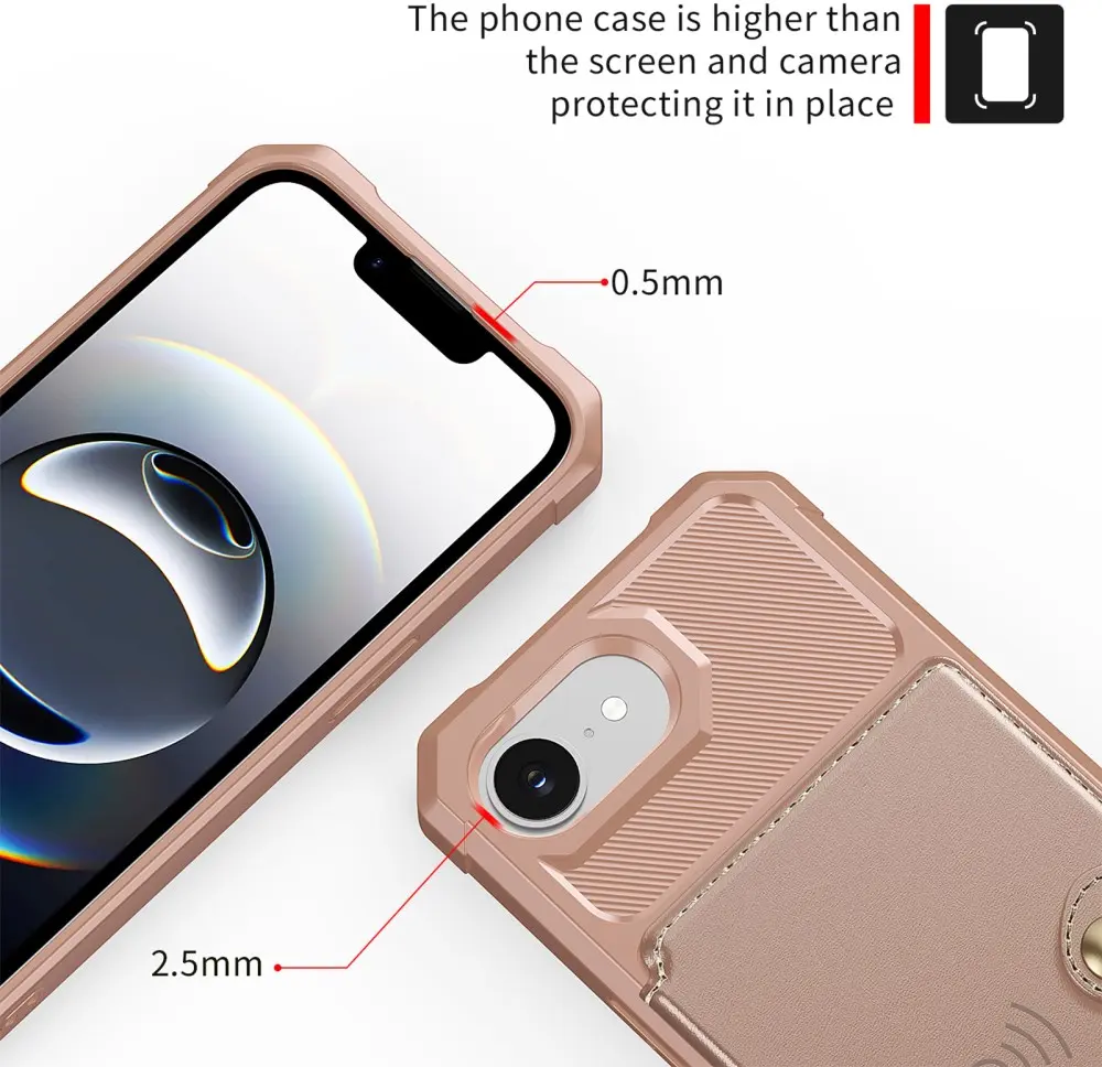 Apple iPhone 16e 3 in 1 Back Cover Portemonnee Hoesje Roze afbeelding 6