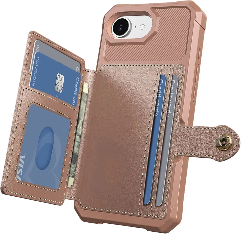 Apple iPhone 16e 3 in 1 Back Cover Portemonnee Hoesje Roze afbeelding 7