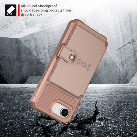 Apple iPhone 16e 3 in 1 Back Cover Portemonnee Hoesje Roze afbeelding 4