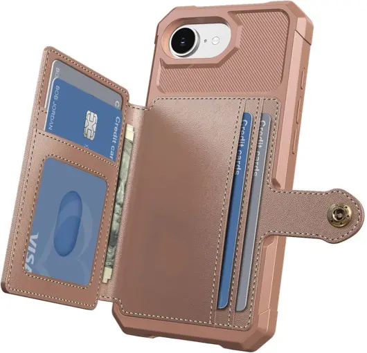 Apple iPhone 16e 3 in 1 Back Cover Portemonnee Hoesje Roze afbeelding 7