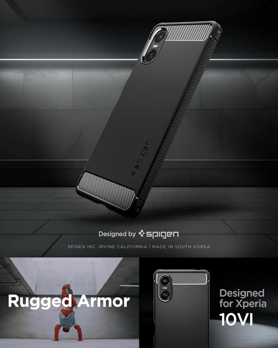 Spigen Rugged Armor Sony Xperia 10 VI Hoesje Back Cover Zwart afbeelding 2